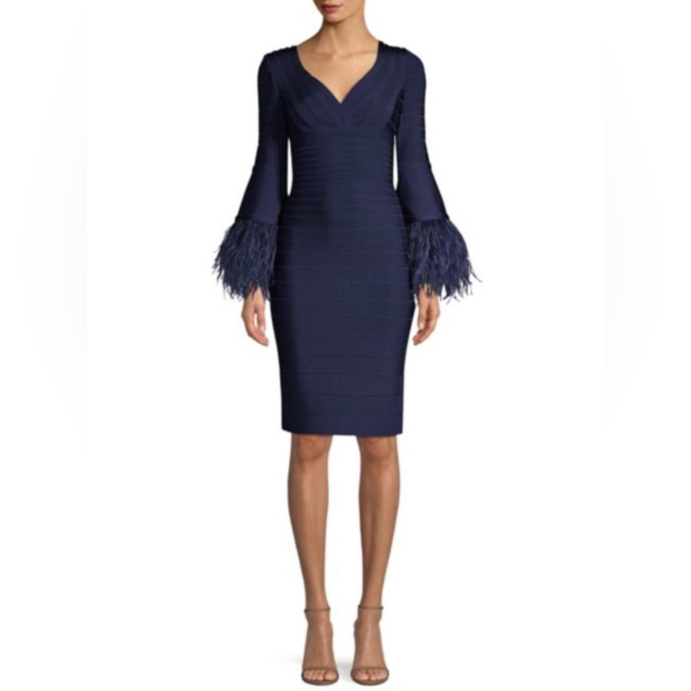Women’s HERVE LEGER OSTRICH FEATHER BANDAGE DRESS